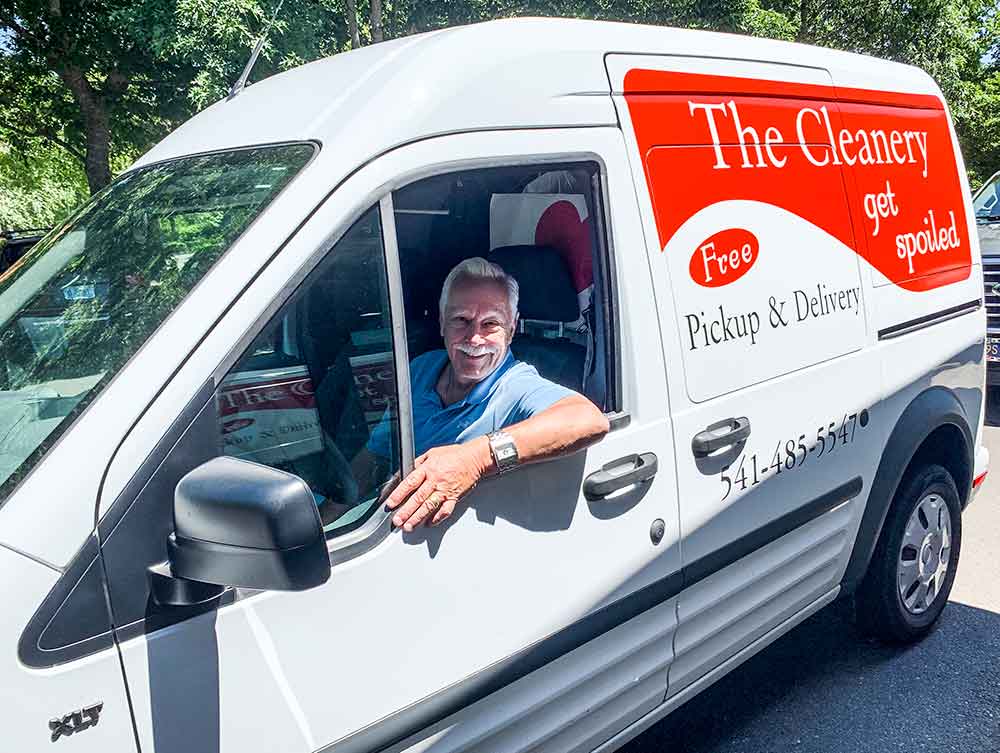 Co-owner Rown Bowker in one of The Cleanery's delivery vans